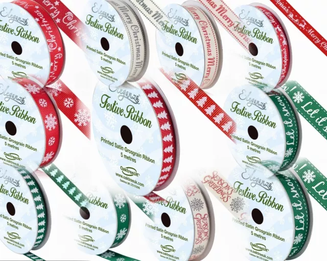 Christmas Ribbon Decoration 10mm 15mm Satin Grosgrain, Merry Christmas,