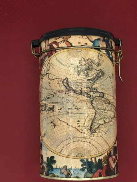 Vintage, Coffee Tin -A French Medieval Map of the World (MAPPEMONDE)