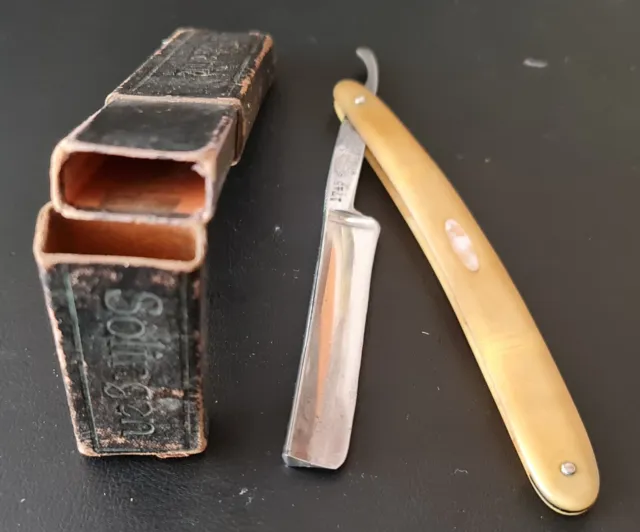 Antikes Rasiermesser Garantie Solingen Hyane Rarität um 1900 mit Perlmutt
