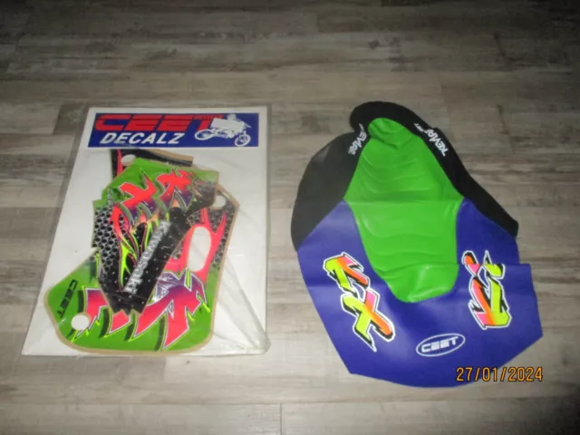 kit déco CEET + housse de selle CEET pour KAWASAKI 80 KX 1991 à 1997