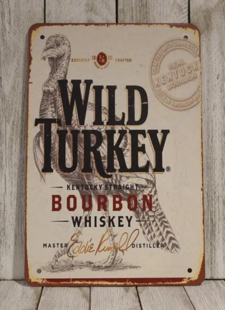 Wild Turkey Kentucky Bourbon Tin Sign Rustic Look Whiskey Bar Liquor Store