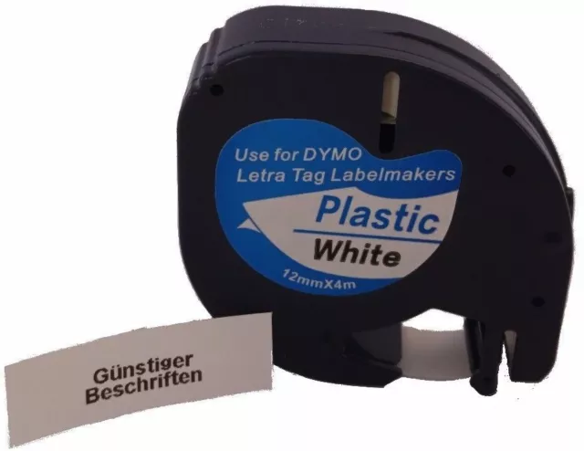 Sonderangbot für Dymo LetraTag letra tag 12mm x 4m Plastic White schwarz weiss