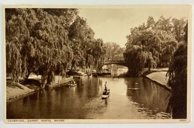 Postkarte 1934 Cambridge Garret Hostel Brücke Nr. 43820 Doppelstempel Kensington