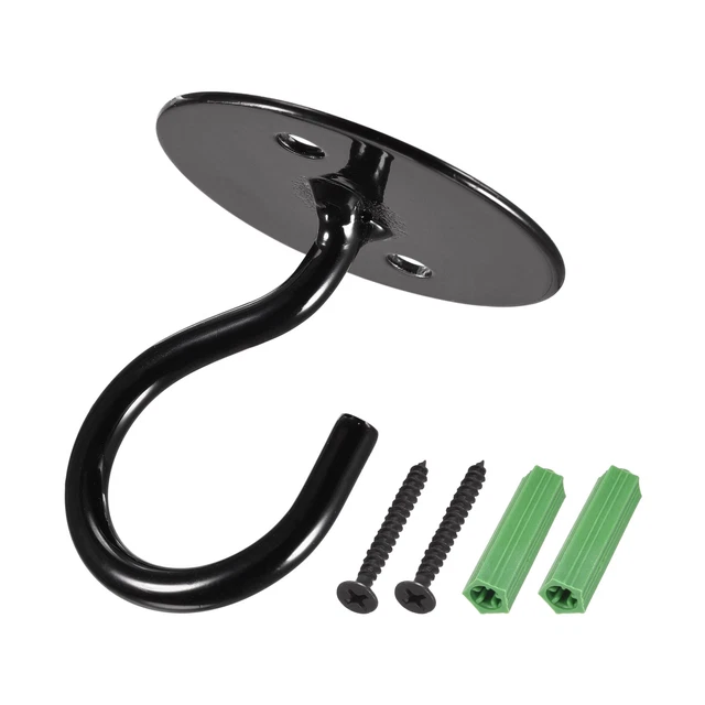 Ceiling Hooks Wall Mounted 40x43mm Iron for Hanging Plants Black 4Pcs