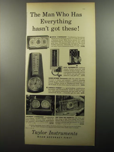 1956 Taylor Instruments Advertisement - Consul Stormoguide, Desk Thermometer