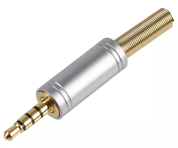 Gold TRRS 4 Pin/Pole 3.5mm 1/8" Jack Plug Connector Replace Audio/Video/Headset