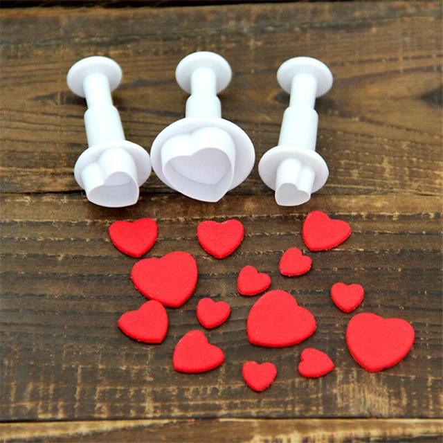 Juego de 3 piezas de émbolo de fondant corazón San Valentín amor azúcar artesanía decoración de pasteles *H7