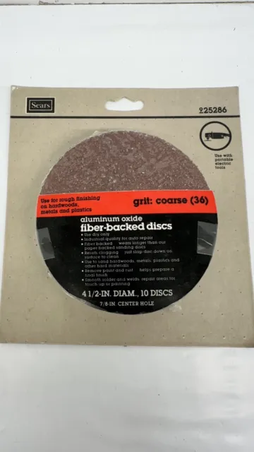 Sears Aluminum Oxide Discs 4 1/2in Diam. 7/8in Center Hole, Grit 36, 10 Discs
