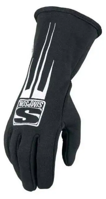 Simpson Racing 20800LK Predator Series Racing Gloves Large Black Pair