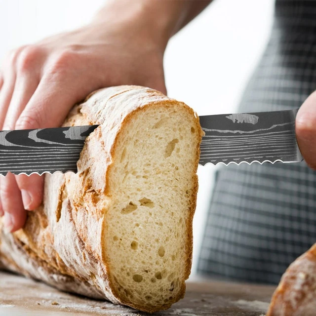 2 Küchenmesser 8 Zoll Schneidemesser Brotmesser Edelstahl Brotschneid Kochmesser 11