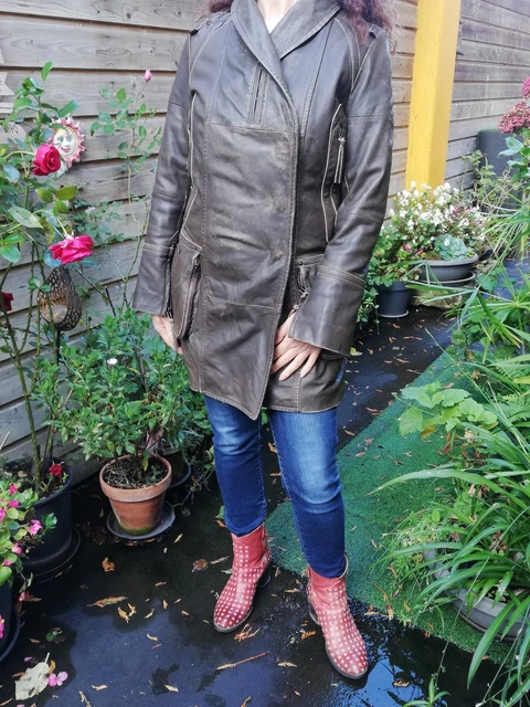 Manteau D'hiver En Cuir Nubuck Avec Fourrure Renard - Taille M, Marque CIVILLI BAILA, Occasion Très Bon état