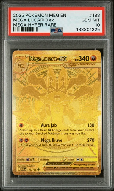 2025 POKEMON MEG En-Mega Evolution Mega Hyper Rare #188 Mega Lucario Ex ...