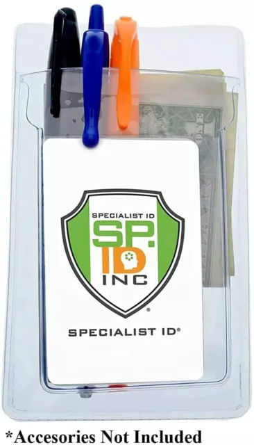 5 Pack - Heavy Duty Pocket Protector with Vertical Badge Holder by Specialist ID