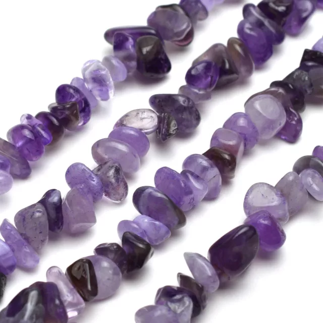 Natural Amethyst Chip Beads 32” Strand 5~8mm Jewelry Making Bulk Loose