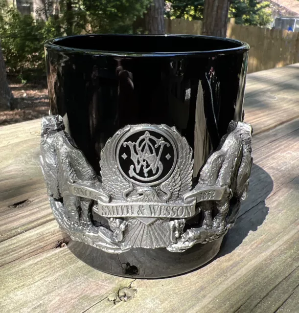 Smith & Wesson Ceramic Mug With Pewter African Animals Very Rare! Made In USA