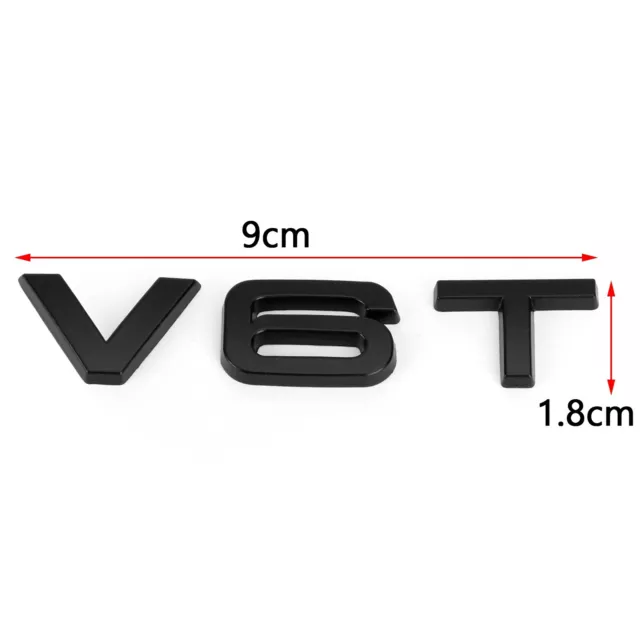 V6T Emblem Badge Fit For AUDI A1 A3 A4 A5 A6  Q3 Q5 Q7 S6 S7 S8 S4 SQ5 Black AS 3