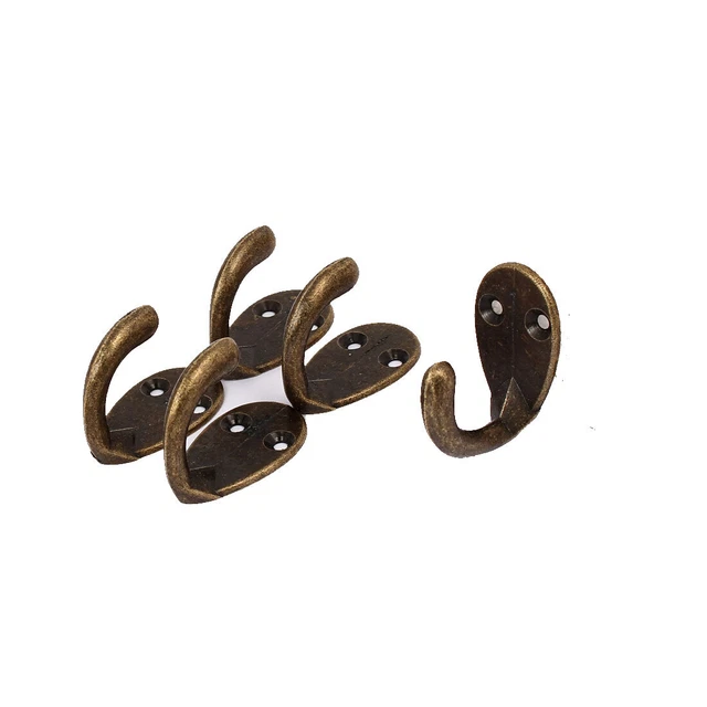 38mm x 22mm Zinc Alloy Wall Mounted Clothes Robe Hat Single Hook Hanger 5PCS