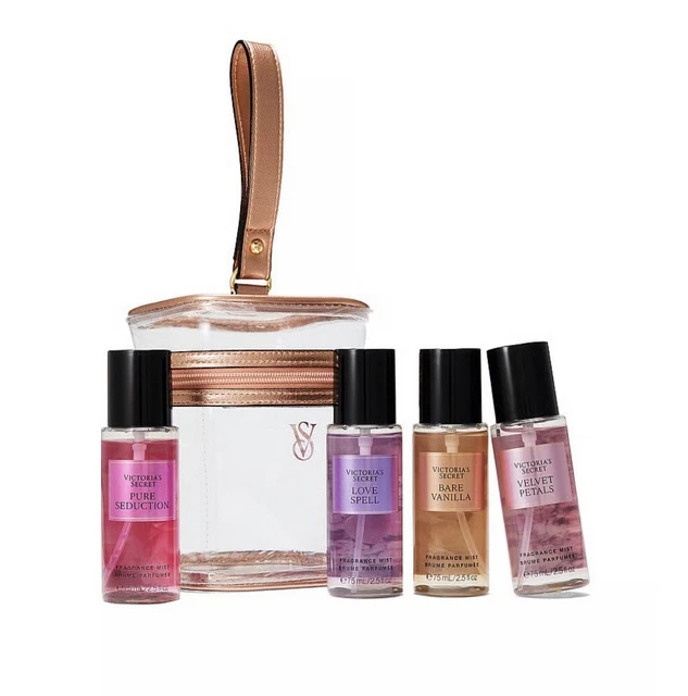 Coffret Cadeau Victoria's Secret : Trousse + 4 Mini Brumes Bare Vanilla - Idéal Pour Noël 🎁