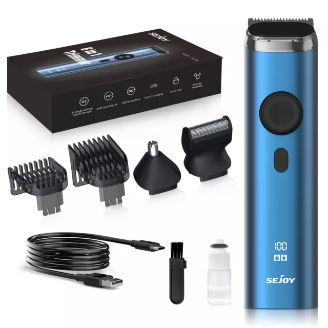 SEJOY Cordless Hair Clippers Men Nose Ear Beard Trimmer 8-in-1 Body Groomer Kit