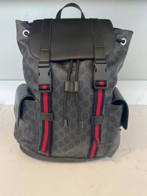 Gucci GG Supreme Black Backpack, Excellent Condition