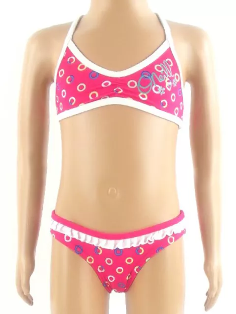 O'Neill Bikini Lil'Opendot Rose Blanc à Volants Cercles Inscription