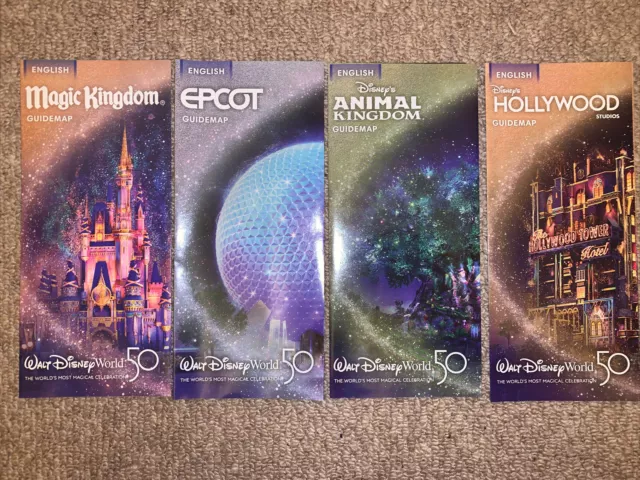 New Walt Disney World 50th anniversary maps x4 Collectible