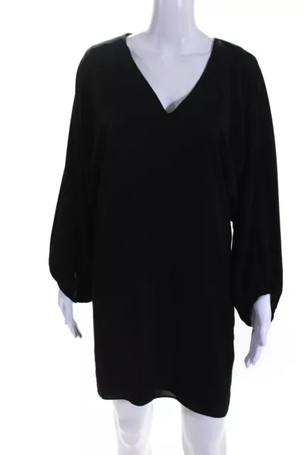 Amanda Uprichard Womens Dolman Sleeve V Neck Mini Shift Dress Black Size Small