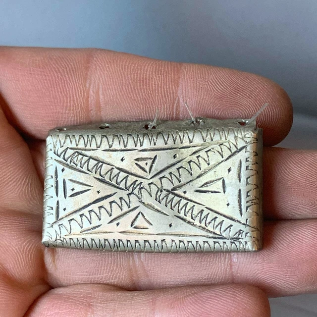 Ancient Rare Very Small Engraved Viking Silvered Box Stunning Amulet