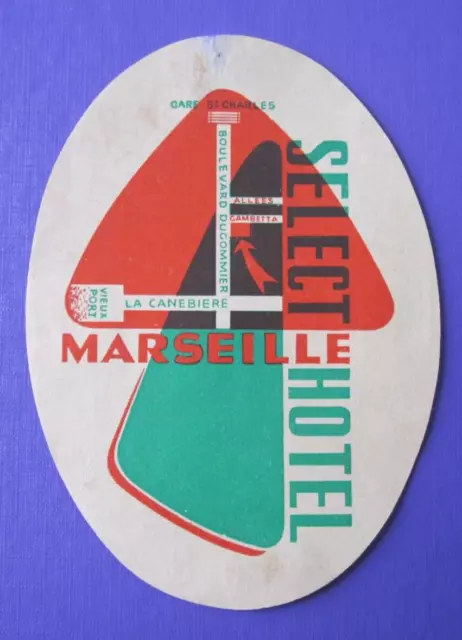 FRANCE MARSEILLE SELECT Hotel Decal Luggage Label Sticker Aufkleber ...