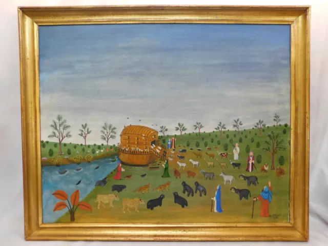 Fannie Lou Spelce Original Oil Painting "Noah's Ark" Beautiful Animals & People