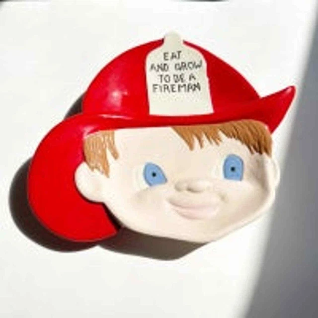 Eat and Grow to be a fireman Vintage Signed Plate Rescue