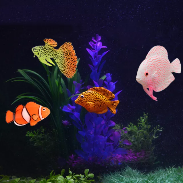 4PCS Aquarium Fish Tank Luminous Silicone Artificial Fake Fish Landscape Orn L2S