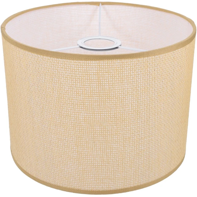 Grand Abat-jour En Lin – Motif Feuillages Sur Fond Gris – 37,5 Cm – Douille E27 – NEUF