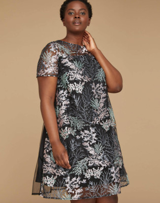 Lane Bryant Embroidered Mesh Swing Dress 14/16 18/20 22/24 26/28  1x 2x 3x 4x
