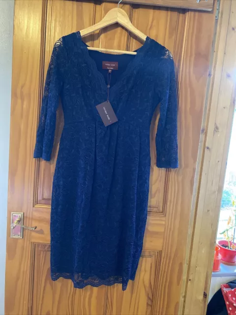 Hermoso Vestido de Maternidad de Encaje Marino Tiffany Rosa Talla 2 Nuevo con Etiquetas Temporada de Fiesta