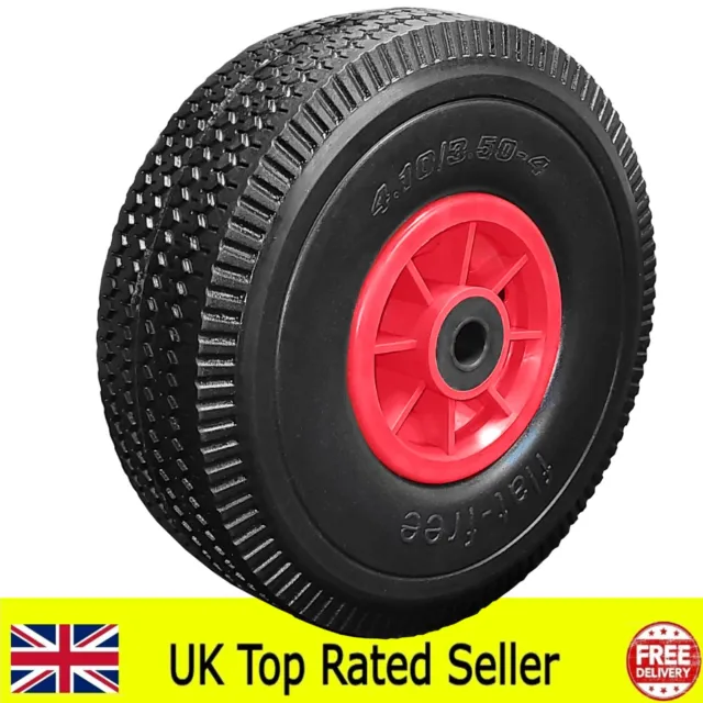 10" Solid 4.10/3.50-4 Puncture Proof Sack Truck Trolley Cart Wheel 16Mm Bore
