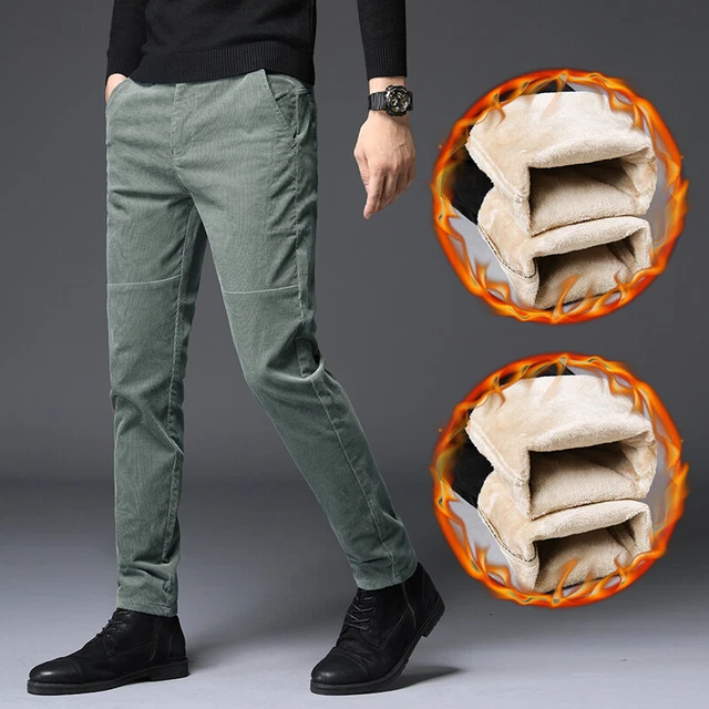Pantalon Homme En Velours Cargo - Coupe Droite Décontractée, Couleur Unie - Neuf Avec étiquettes