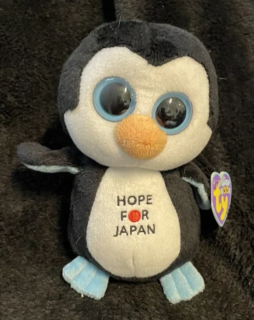 TY BEANIE BOO'S 6" HOPE FOR JAPAN PENGUIN Cuddly Soft Plush Toy With Tag (2011)