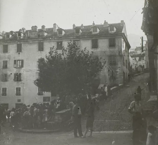 FRANCE CORSE Ecole c1930 Photo Vintage Plaque de verre V35L7n12