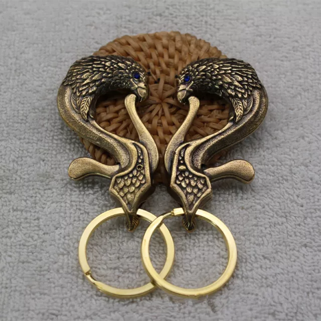 Solid Brass Eagle Keychains Bag Wallet Pants Keyrings Key Holder Belt Clip