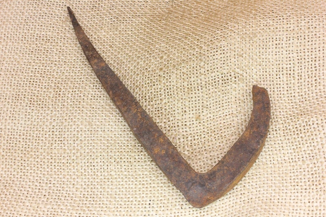 Old Smoke House Meat Hook Wrought Iron Hearth Barn Hitching Beam Spike Vintage 3