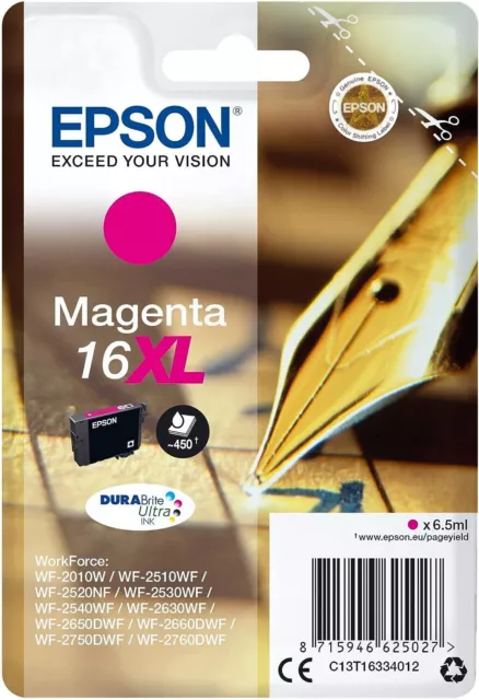 Epson 16XL Magenta C13T16334010 cartouche d'encre authentique (TVA incluse)