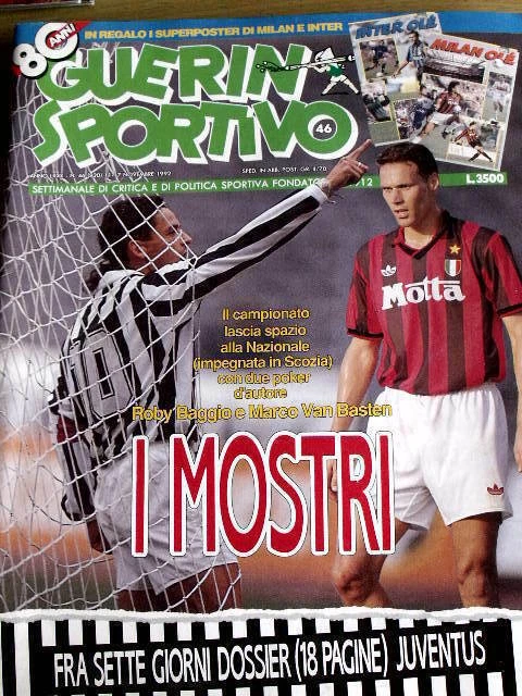 Maxi Poster Guerin Sportivo 1998 - Roberto Baggio & Roberto Mancini - Inter