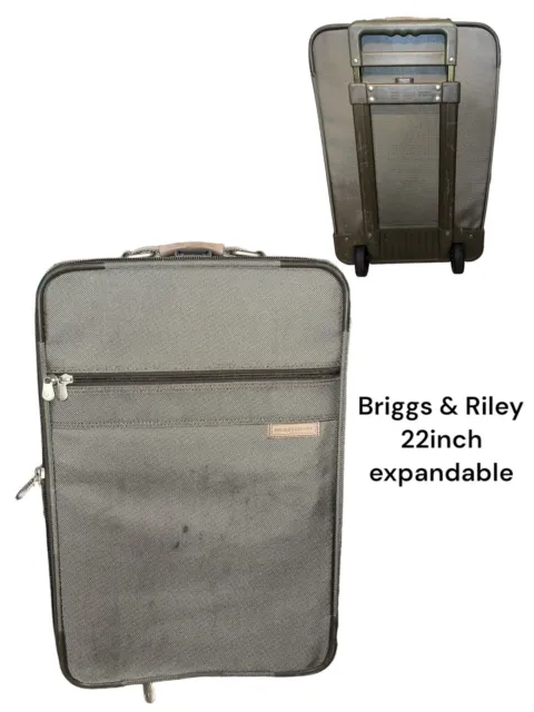 Briggs and Riley 22" olive 2-wheeled soft shell carry on luggage, good condition