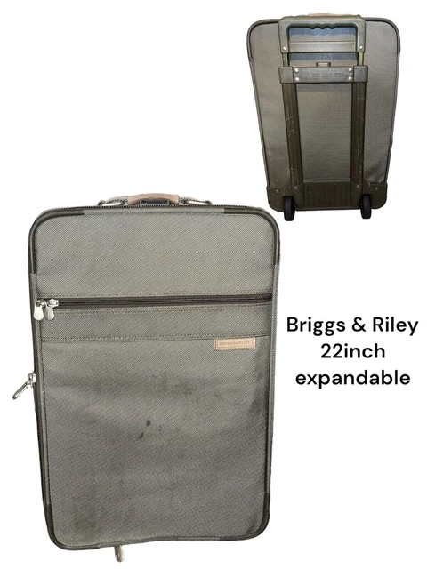 Briggs and Riley 22" olive 2-wheeled soft shell carry on luggage, good condition