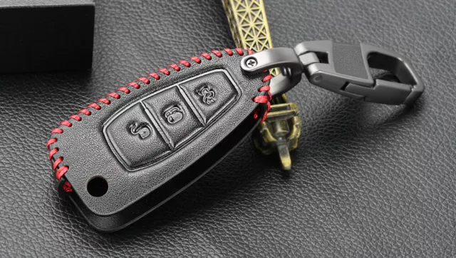 Leather Car Key Fob Case Remotes Cover for Ford Fiesta Focus Mondeo Kuga