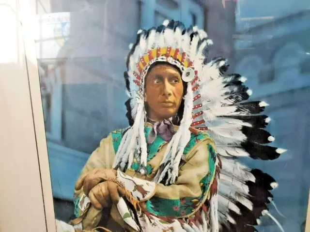 VERY RARE Dick Starlight Sarcee (Tsuut'ina Nation) Chief Handpainted Photo