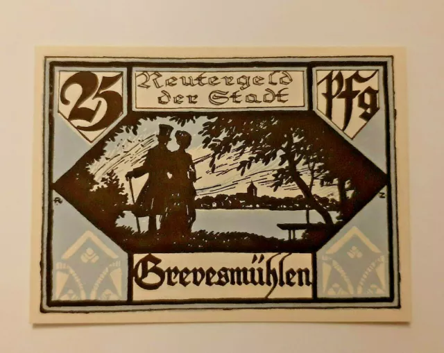 Grevesmühlen Reutergeld Notgeld 25 Pfennig 1922 Notgeldschein (11846)