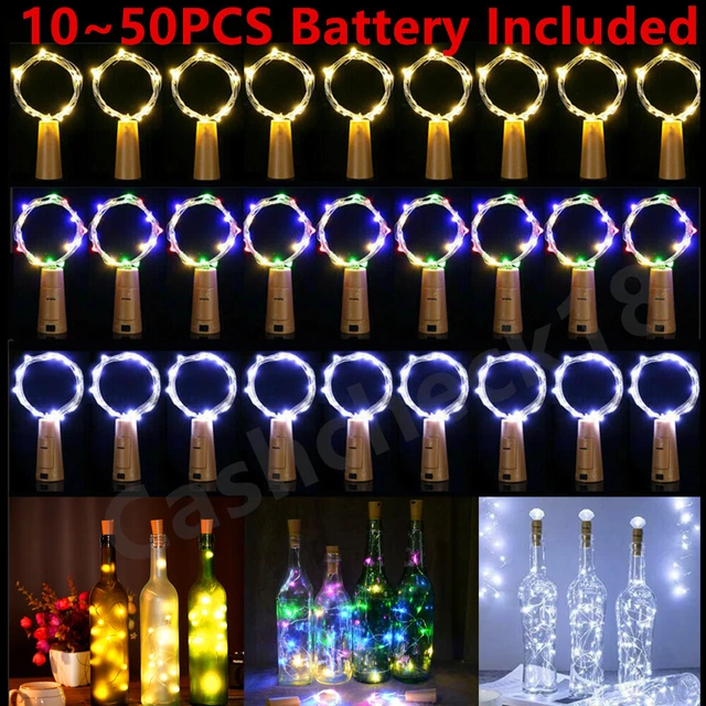 10~50 PCS Cork Bottle Lights Stopper Fairy String Wedding Party Events 2M 20LED