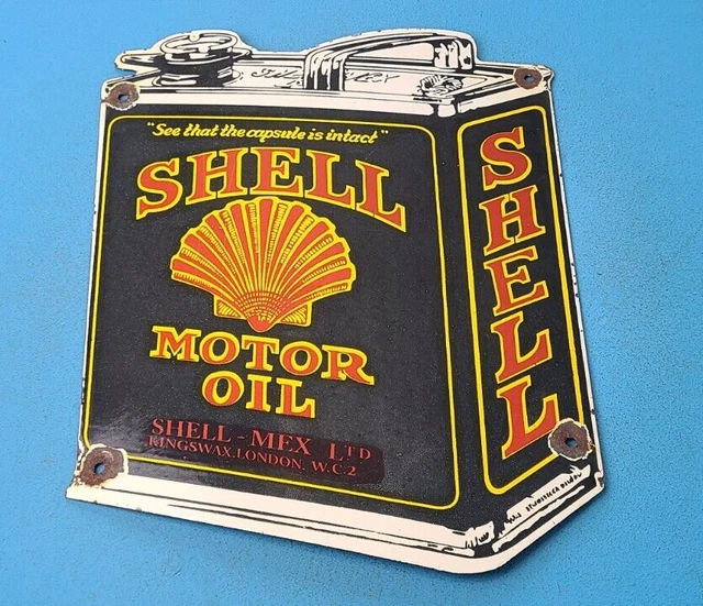 VINTAGE SHELL GASOLINE Porcelain Can Gas Motor Oil Service Station Pump